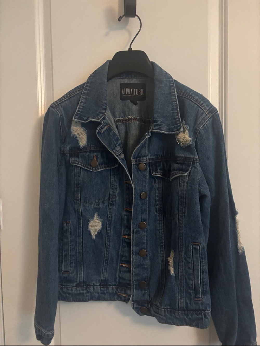 Women's Distressed Blue Denim Jacket